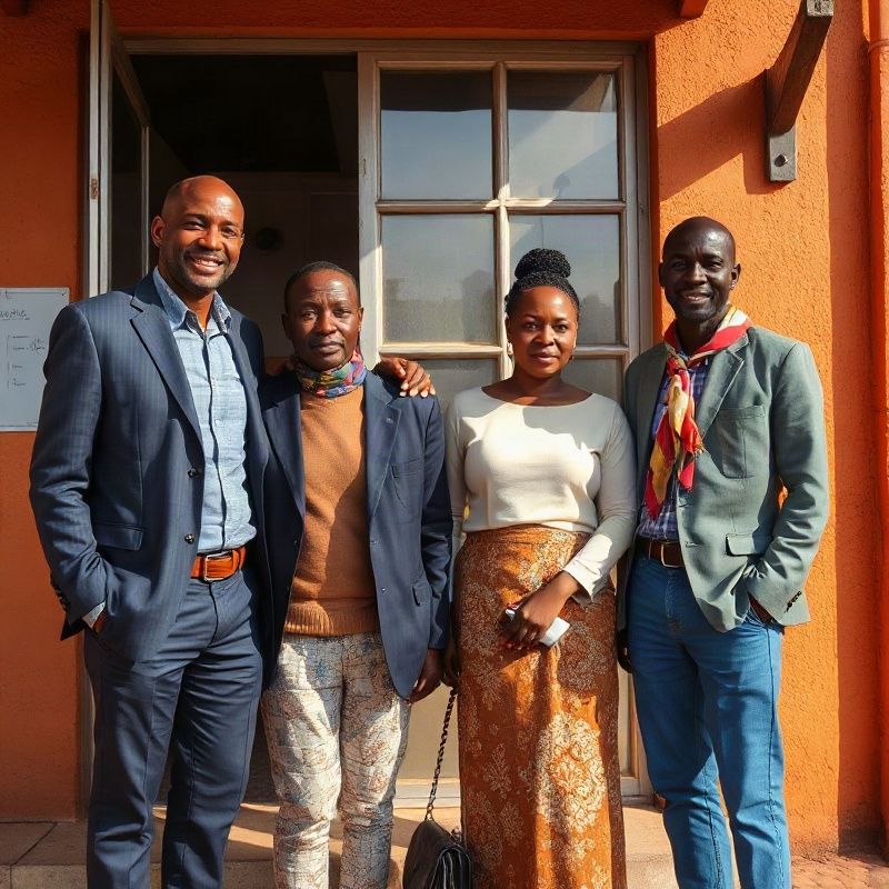 The four-person Mistyatlasx team standing outside their Kenyatta Street office
